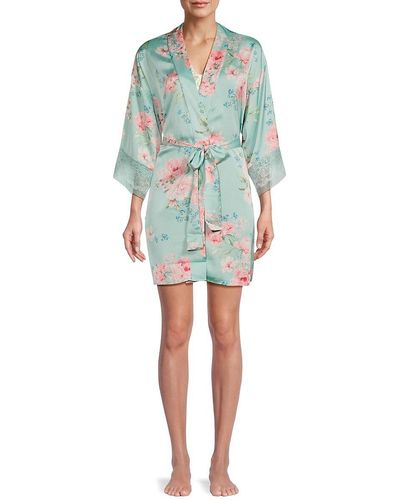Flora Nikrooz Andrea Floral Lace Trim Robe - Pink