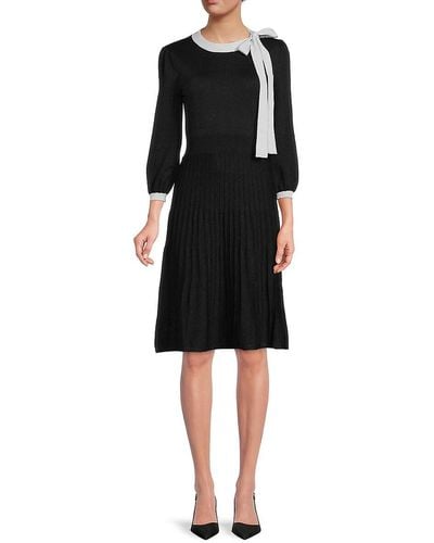 Nanette Lepore Tie Neck Sweater Dress - Black