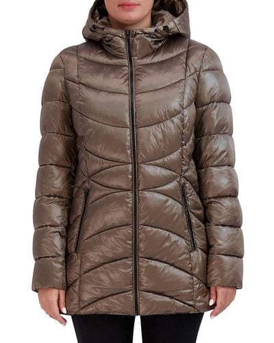 Cole Haan Signature A Line Puffer Jacket - Brown
