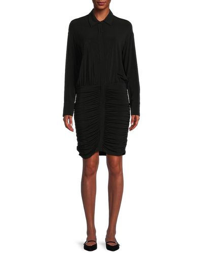 Le Superbe Ruched Shirt Dress - Black