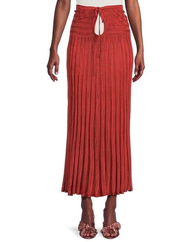 Free People Silvia Pleated Maxi Skirt - Red