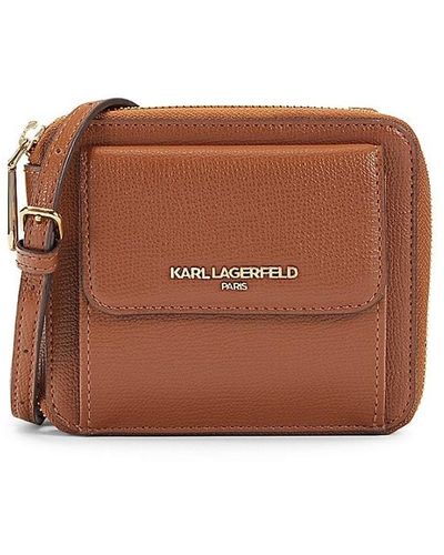 Karl Lagerfeld Faux Leather Zip Around Wallet - Brown