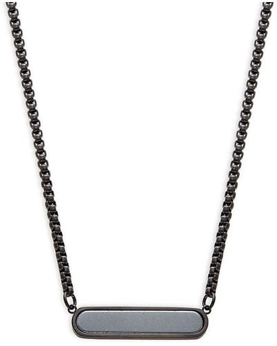 Tateossian Rt Black Ip Plated Stainless Steel & Hematite Pendant Necklace - Metallic
