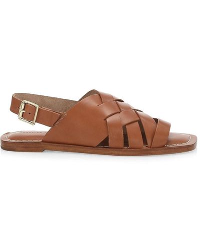 Loeffler Randall Grayson Braided Leather Flat Sandals - Black