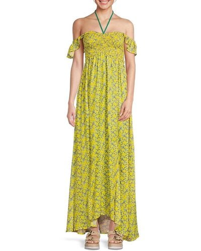 Tiare Hawaii Hollie Flutter Sleeve Cover Up Dress - Yellow