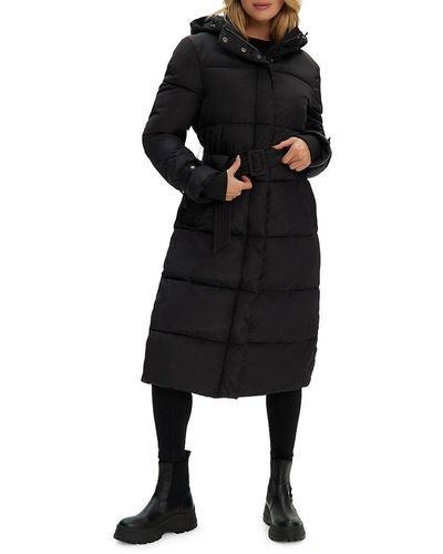Noize Mara Belted Puffer Coat - Black