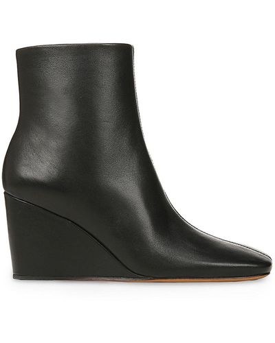 Vince Andy Leather Wedge Booties - Black