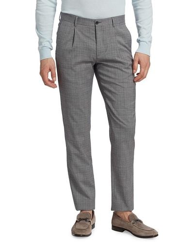 Saks Fifth Avenue Stretch Grid Pants - Gray
