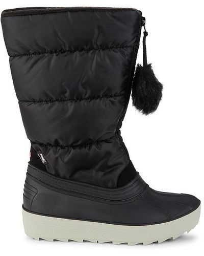 Pajar Fay Quilted Faux Fur Pom Pom Snow Boots - Black