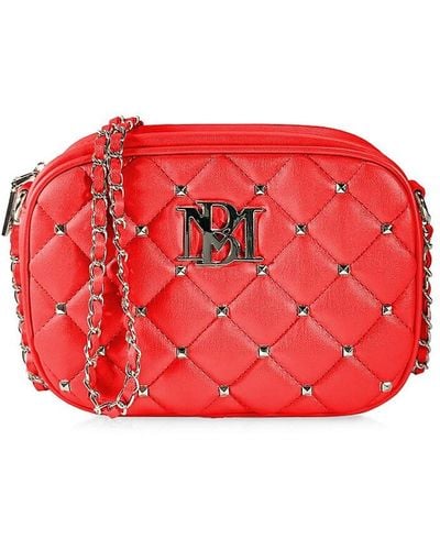 Badgley Mischka Studded & Quilted Camera Bag - Red