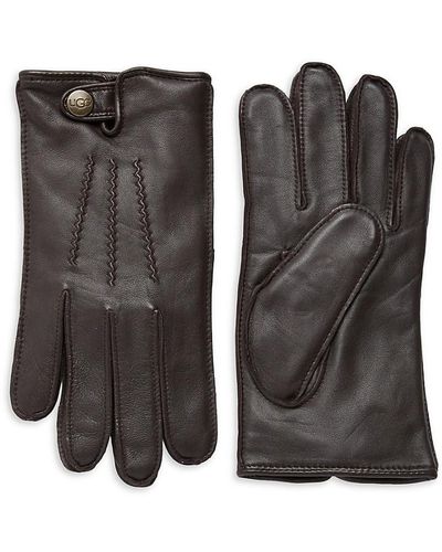 UGG Mestisse Leather & Faux Fur Tech Gloves - Brown
