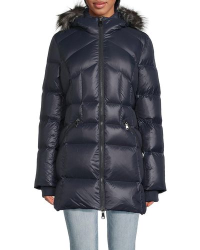 Pajar Ares Faux Fur Trim Hooded Puffer Jacket - Blue