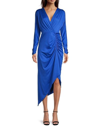 Emanuel Ungaro Mira Draped Jersey Midi Dress - Blue