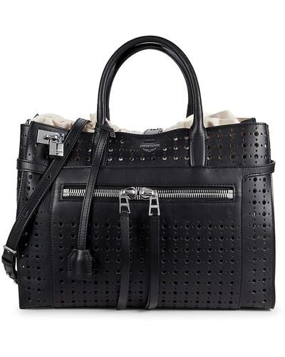 Zadig & Voltaire Candide Laser Cut Leather Tote - Black