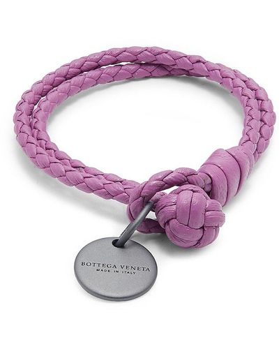 Bottega Veneta Leather Braided Charm Bracelet - Pink