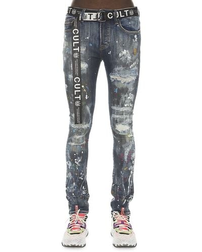 Cult Of Individuality Distressed Super Skinny Jeans - Blue