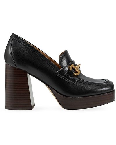 Marc Fisher Machi 85mm Leather Block-heel Loafers - Black