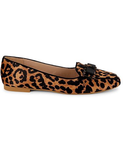 Stuart Weitzman Bowlinda Leopard Print Calf Hair Loafers - Brown