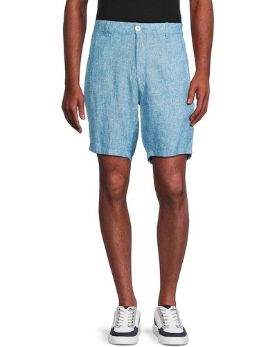 Saks Fifth Avenue Linen Blend Bermuda Shorts - Blue