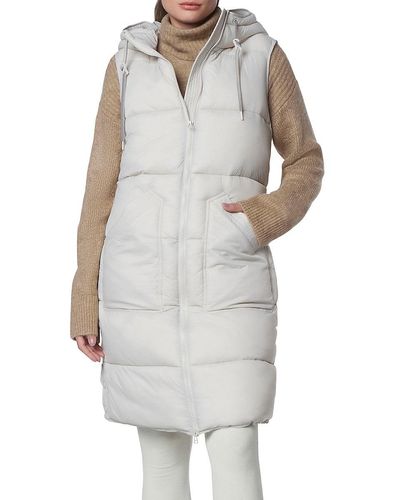 Andrew Marc Kerr Long Quilted Puffer Vest - White