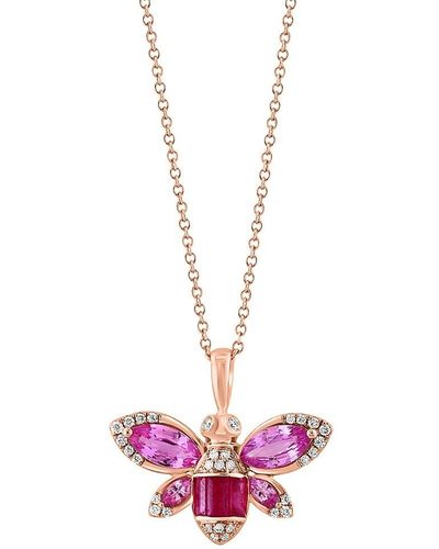 Effy 14K Rose & Multi Stone Bee Pendant Necklace - Pink