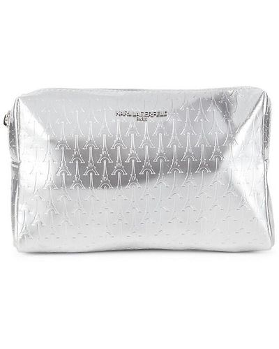 Karl Lagerfeld Embossed Patent Leather Cosmetic Case - White