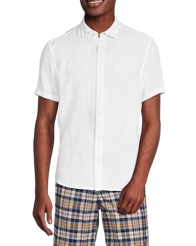 Report Collection Short Sleeve Linen Shirt - White