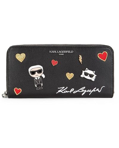 Karl Lagerfeld Maybelle Embellished Long Wallet - Black