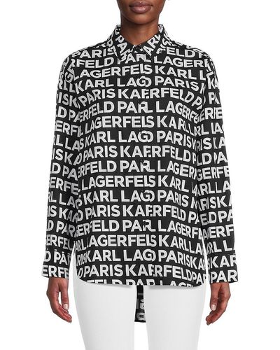 Karl Lagerfeld Logo Dropped Shoulder Shirt - White