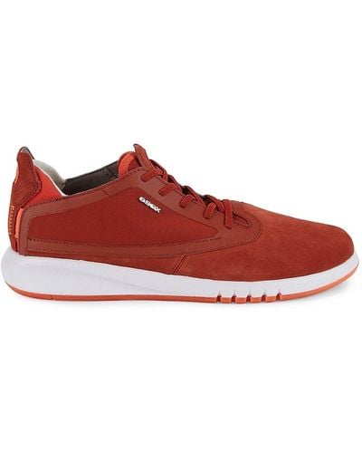 Geox Aerantis Suede & Leather Trainers - Red