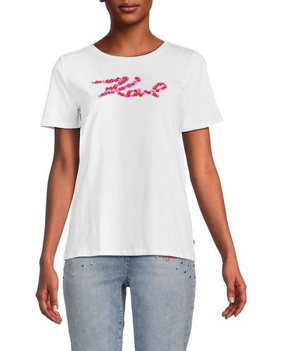 Karl Lagerfeld Floral Logo T Shirt - White
