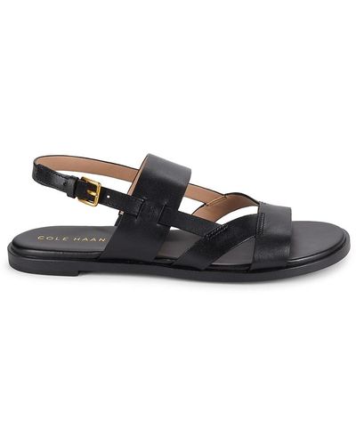 Cole Haan Fawn Leather Flat Sandals - Black