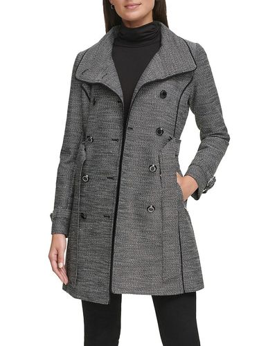 Guess Water Resistant Belted Double Breasted Trench Coat - Gray