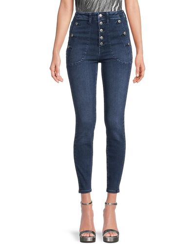 7 For All Mankind Portia Mid Rise Skinny Jeans - Blue
