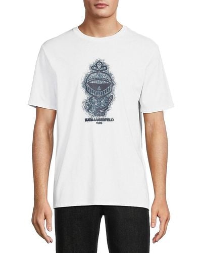 Karl Lagerfeld Ombre Armor Graphic Logo Tee - White