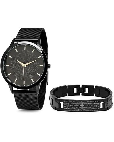 Anthony Jacobs 2-piece 44mm Black Stainless Steel Watch & Bracelet Set
