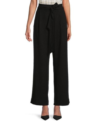 Tommy Hilfiger Belted Wide Leg Crepe Trousers - Blue