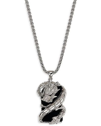 Effy White Diamond, Black Diamond & Black Onyx Pendant Necklace