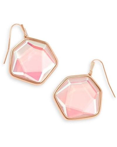Kendra Scott Vanessa 14k Rose Gold & Glass Drop Earrings - Pink