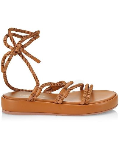Gianvito Rossi Leather Rope Ankle-Tie Sandals - Brown