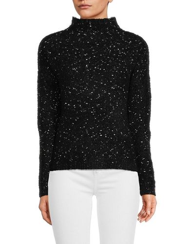Calvin Klein Speckled Mockneck Wool Blend Jumper - Black