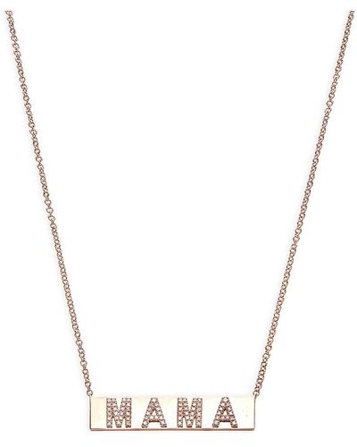 EF Collection 14k Rose Gold & 0.14 Tcw Diamond Mama Nameplate Necklace - Metallic