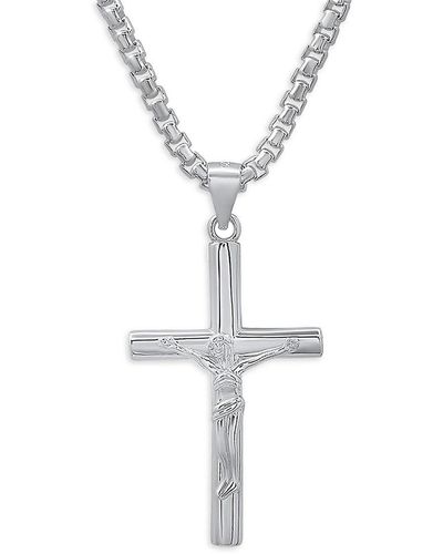 Anthony Jacobs Sterling Silver Cross Pendant Chain Necklace - White