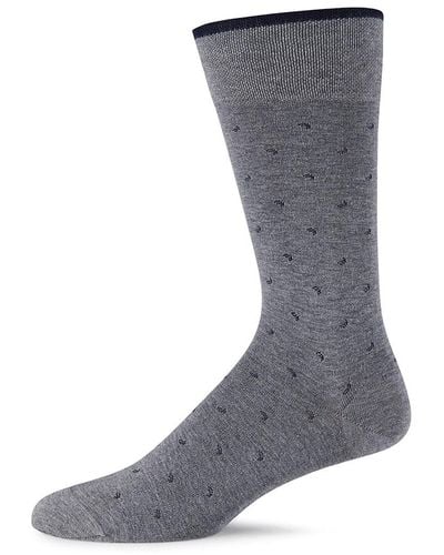 Marcoliani Lisle Micro Paisley Crew Socks - Gray