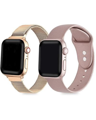 The Posh Tech 2-pack Silicone & Stainless Steel Apple Watch Replacement Bands/38mm-40mm - Black