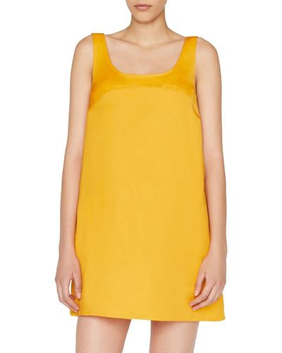 FRAME Micro Flare Linen Blend Mini Dress - Yellow