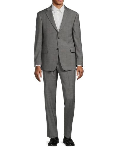 Tommy Hilfiger Plaid Wool Blend Suit - Grey