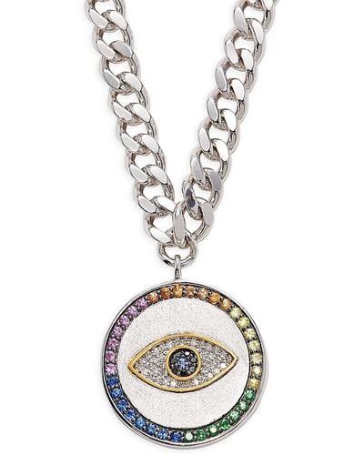 Effy Sterling Silver & Multi Stone Evil Eye Pendant Necklace - Metallic