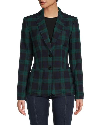 Tommy Hilfiger Plaid Mid Blazer - Green