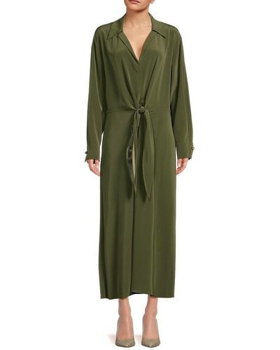 Vince Notched Tie-front Midi Dress - Green